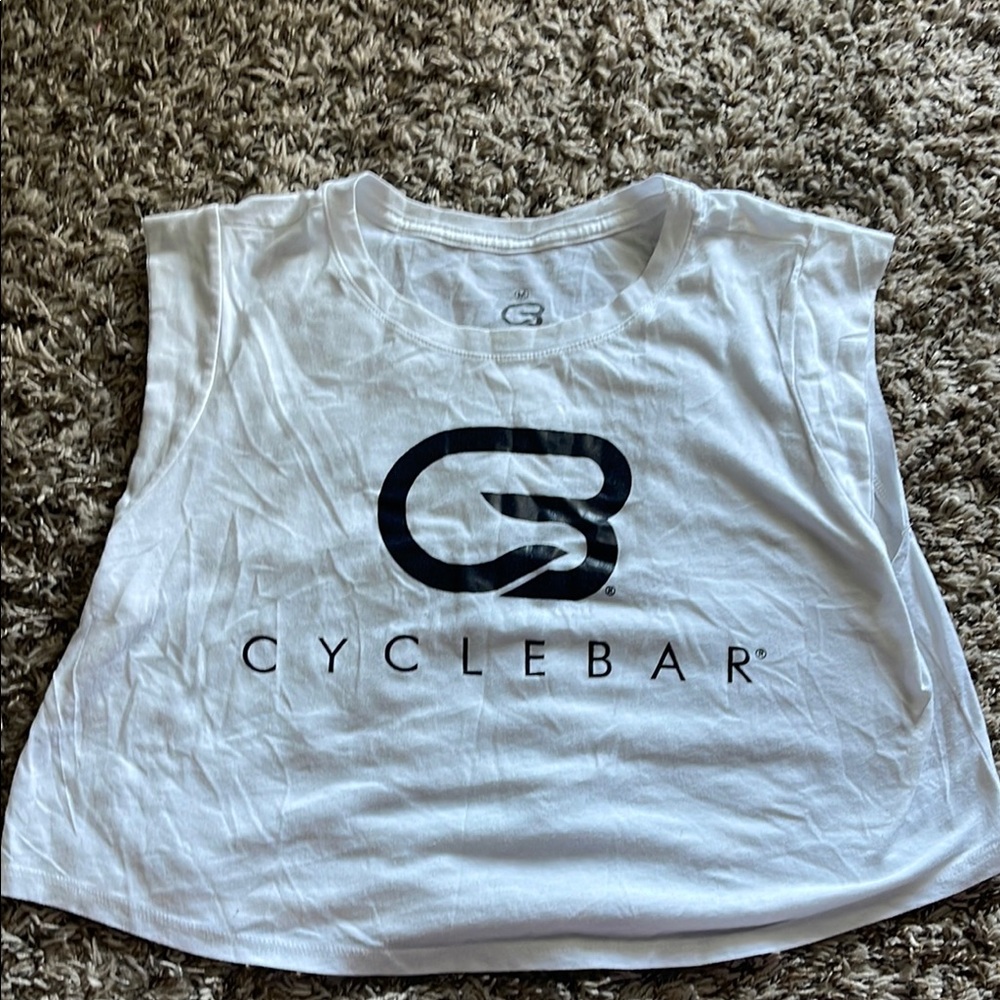 CycleBar White Sleeveless Crop Top